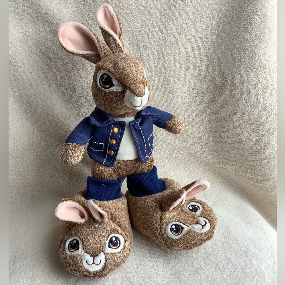 Peter Rabbit Plush Bunny Blue Coat W Removable Toddler Slippers Stuffed Animal